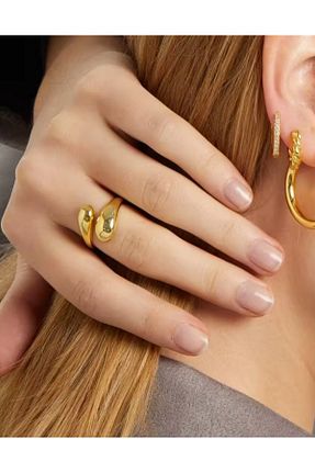 انگشتر استیل (فولاد) طلائی زنانه فلزی PALMMAMA - کد 802166901