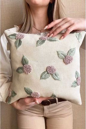 کوسن و روکش کوسن سفید کتان Kunku - کد 888165357