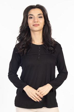 بلوز مشکی زنانه طرح دار Mutlu City - کد 800179492