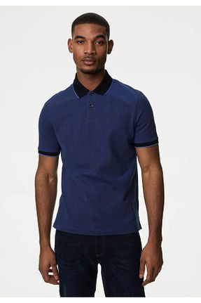 پولوشرت آبی مردانه پنبه ای Marks & Spencer - کد 836404741
