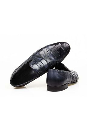 کفش کلاسیک سرمه ای مردانه چرم خالص Butik - کد 888176352