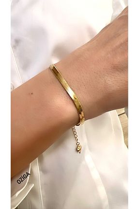دستبند استیل (فولاد) طلائی زنانه استیل (فولاد) Ozi - کد 888188162