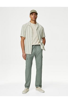شلوار سبز مردانه کتان Marks & Spencer - کد 838707893
