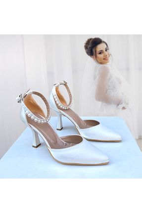 کفش پاشنه بلند کلاسیک نباتی زنانه ساتن Gloriys Ayakkabı & Çanta - کد 884236169