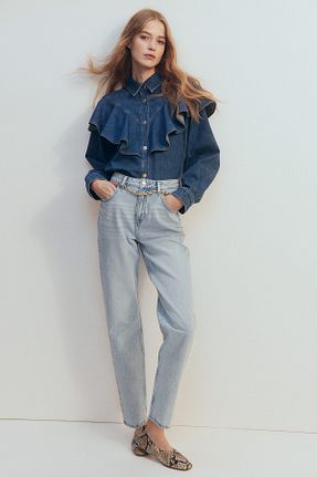 شلوار جین آبی زنانه پاچه لوله تفنگی H&M - کد 886294320