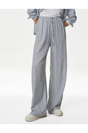 شلوار طوسی زنانه کتان Marks & Spencer - کد 825417739