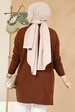 تونیک حجاب قهوه ای زنانه بافتنی Neva Style - کد 888290047