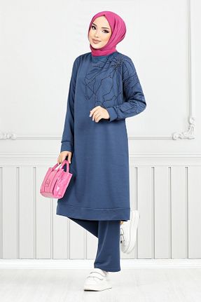 ست بالاتنه و پائین تنه حجاب سرمه ای زنانه رگولار ModaMerve - کد 888622748
