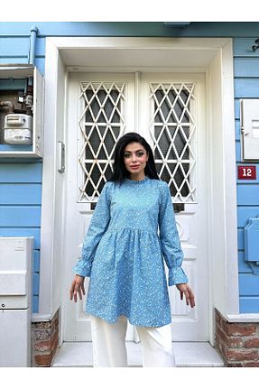 تونیک آبی زنانه بافتنی KÜÇÜĞÜM BUTİK - کد 781027520