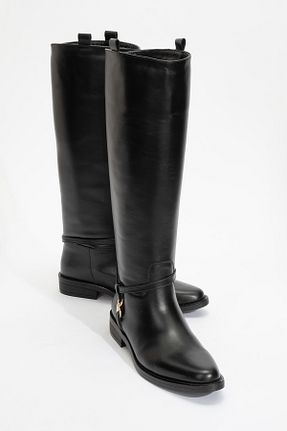 چکمه مشکی زنانه چرم خالص luvishoes - کد 888323907