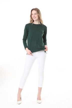 پلیور سایز بزرگ سبز زنانه Straight Fresh&Moda - کد 888738556
