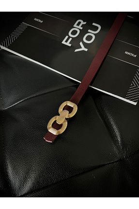 کمربند زرشکی زنانه چرم مصنوعی Fiori - کد 888340813