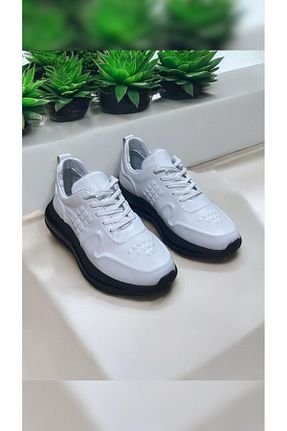 کفش اسنیکر سفید مردانه چرم اصل shop - کد 888358174