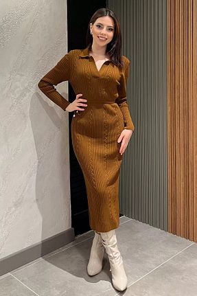 لباس نارنجی زنانه تریکو GÜLSELİ - کد 786351458