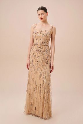 لباس مجلسی و فارغ التحصیلی بژ زنانه پولک دوزی Oleg Cassini - کد 888378387