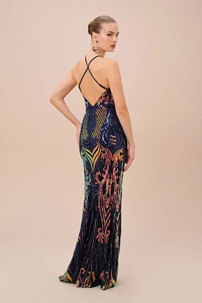 لباس مجلسی و فارغ التحصیلی سرمه ای زنانه پولک دوزی Oleg Cassini - کد 888378399
