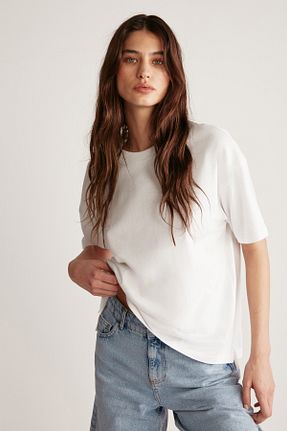 تیشرت سفید زنانه Relaxed GRIMELANGE - کد 696118489