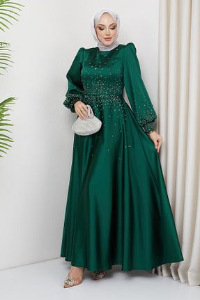 لباس مجلسی حجاب سبز زنانه یقه دوچرخه Olcay - کد 808318503