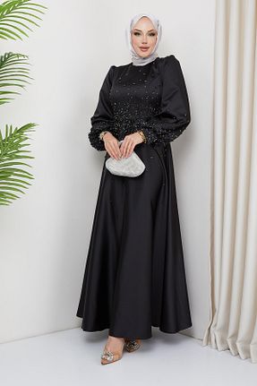 لباس مجلسی حجاب مشکی زنانه یقه دوچرخه Olcay - کد 808318311