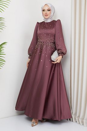 لباس مجلسی حجاب صورتی زنانه یقه دوچرخه Olcay - کد 808318370