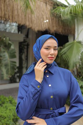 دستمال گردن آبی زنانه پنبه ای Silk Home - کد 888415196