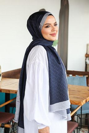روسری سرمه ای İpek Vual Hint İpek - کد 888418333