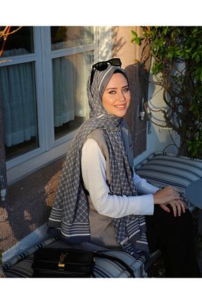 شال طوسی زنانه کرپ Cardion - کد 888424595