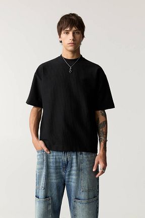 تیشرت مشکی مردانه یقه خدمه Pull & Bear - کد 888492325