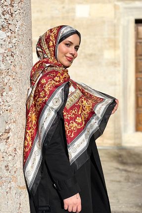 شال زرشکی زنانه پلی ساتن Sultan - کد 888506941
