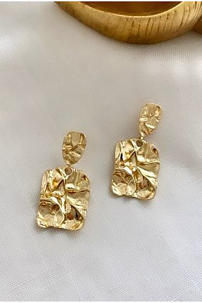 گوشواره جواهر زرد برنجی VNS Accessories - کد 888506008