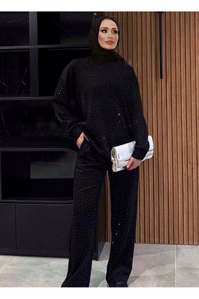 ست گرمکن حجاب مشکی زنانه اورسایز Festmoda - کد 888533289