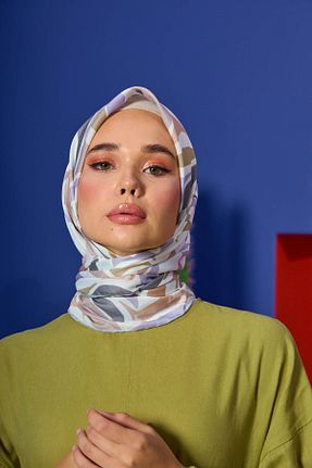روسری قهوه ای پنبه پلی استر İpekhan - کد 850312038