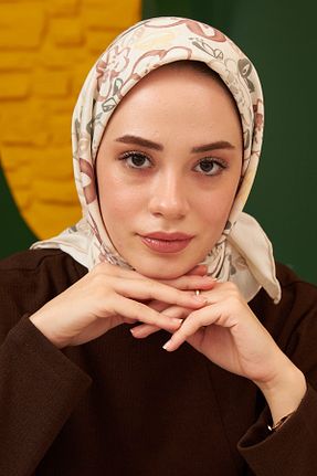 روسری قهوه ای پنبه پلی استر İpekhan - کد 648329619