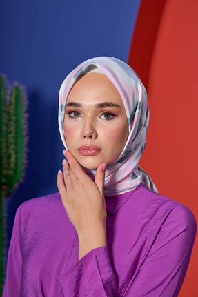 روسری صورتی پنبه پلی استر İpekhan - کد 850310411