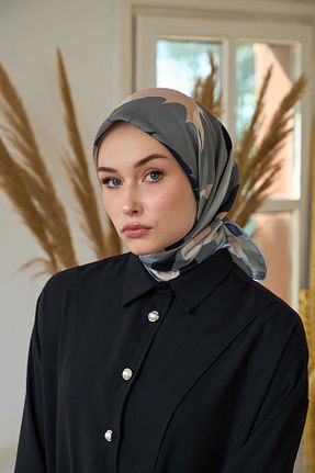 روسری طوسی پنبه پلی استر İpekhan - کد 832756663
