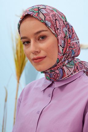 روسری صورتی پنبه پلی استر İpekhan - کد 447455033
