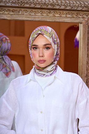 روسری صورتی پنبه پلی استر İpekhan - کد 850315078