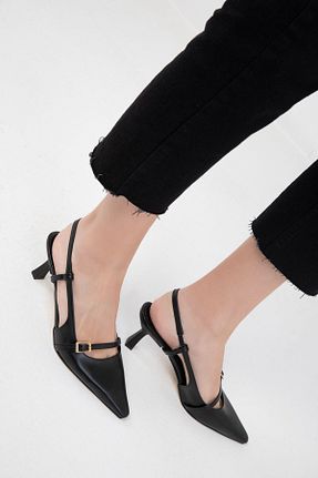 کفش پاشنه بلند کلاسیک مشکی زنانه چرم مصنوعی SOHO - کد 886457371