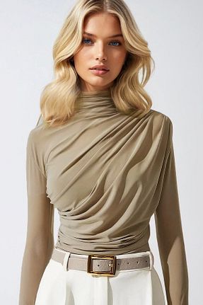 بلوز بژ زنانه ساده Trend Alaçatı Stili - کد 887269773