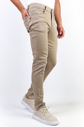 شلوار جین بژ مردانه پاچه تنگ HLT JEANS - کد 152058458
