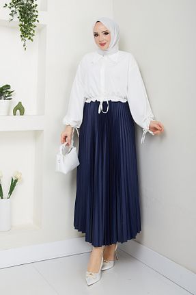 دامن سرمه ای زنانه ساتن akabe - کد 886734352