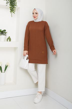 تونیک حجاب قهوه ای زنانه پلی استر akabe - کد 886767421