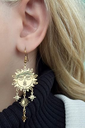 گوشواره استیل (فولاد) طلائی زنانه استیل (فولاد) Takıştır - کد 886726890