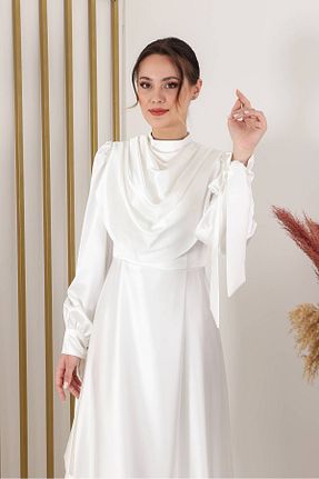 لباس مجلسی حجاب نباتی زنانه یقه دگاژه Fashion Showcase - کد 886774536