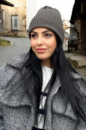 کلاه پشمی طوسی زنانه اکریلیک Genel Markalar - کد 886759280