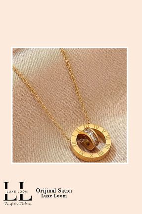 گردنبند استیل ( فولاد ) طلائی زنانه استیل ضد زنگ Luxe Loom Zarafetin Işıltısı - کد 886758611