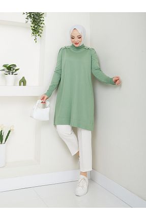 تونیک حجاب سبز زنانه مخلوط ویسکون MODAMÜNASİP - کد 886757847