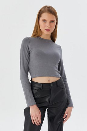 بلوز طوسی زنانه ساده Shopping Shop - کد 886801975