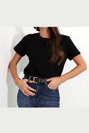 تیشرت مشکی زنانه رگولار ZECİ COLLECTION - کد 886781334