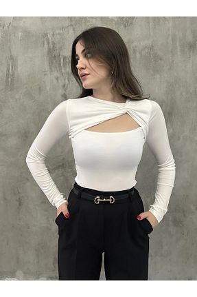 بلوز سفید زنانه ساده Asfa Moda - کد 886799871